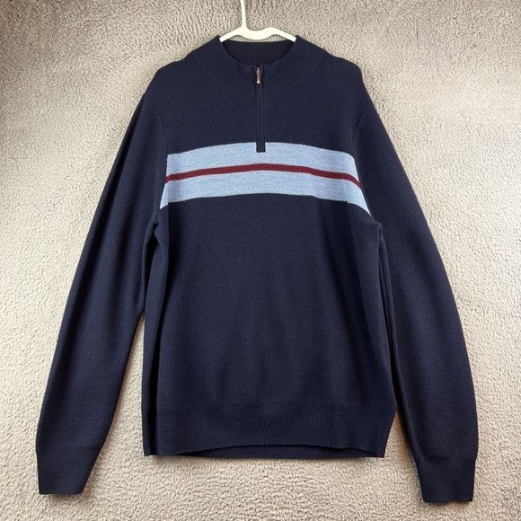 Brooks Brothers Mens  Merino Wool 1/4 Zip Pullover Sweater L - Picture 1 of 9